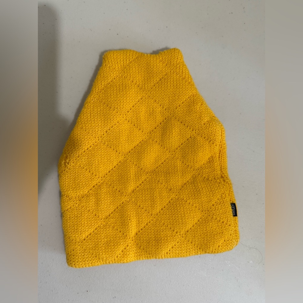 SMILEY Bright Yellow Quilted Knit Beanie Hat